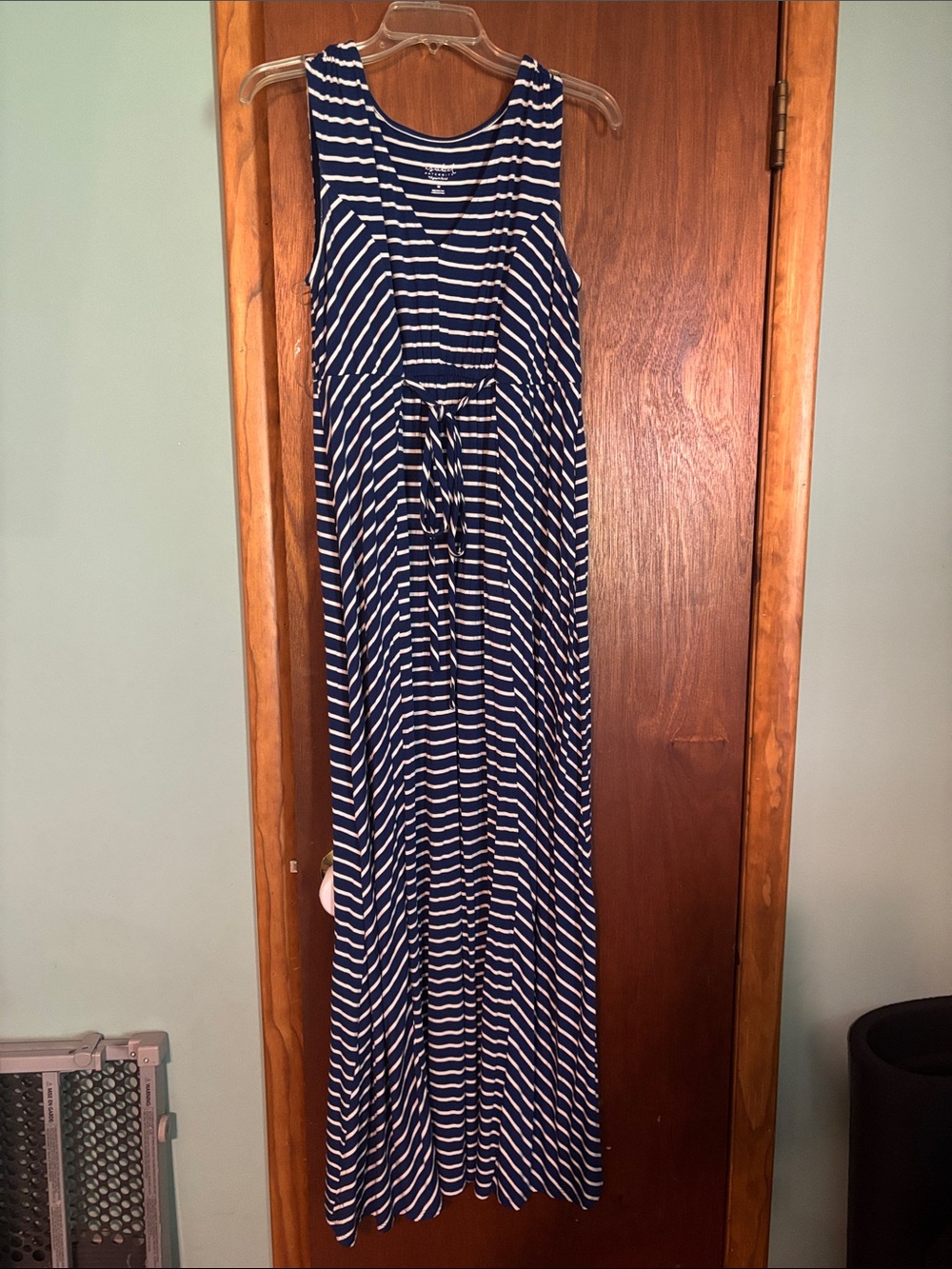 Striped Navy and White Maxi Dress-maternity